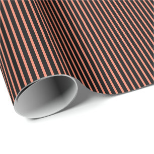 Papier Cadeau Orange Black Stripes Automne Halloween Holiday Cut