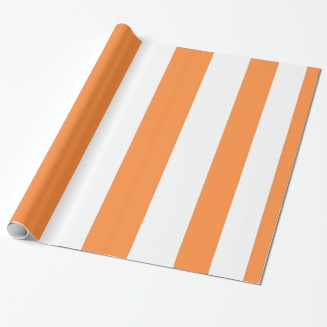 Papier Cadeau Orange blanc strié simple moderne (Déroulé)