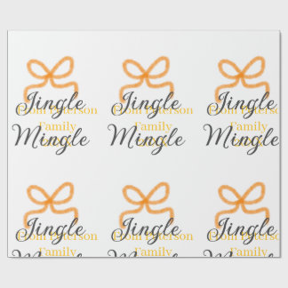 Papier Cadeau Orange bow jingle Mingle retro boho family namdate