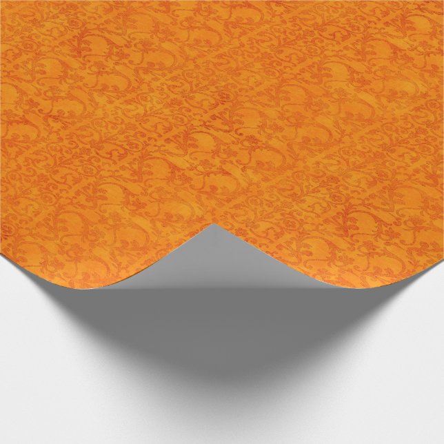 Papier Cadeau Orange de damassé d'automne (Coin)