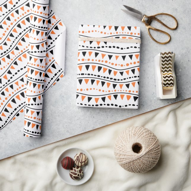 Papier Cadeau Orange et Black Halloween (Artisanat)