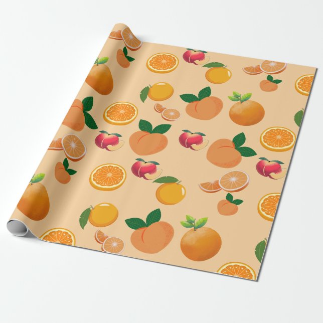 Papier Cadeau Orange Et Peach Party Moderne (Déroulé)