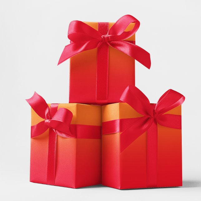 Papier Cadeau Orange et Rouge Ombre Moderne (Orange and Red Ombre Wrapping Paper)
