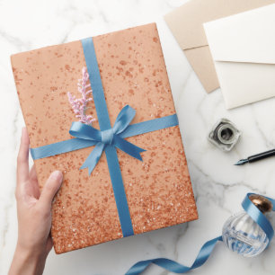 Papier Cadeau Orange Faux Pailleté 