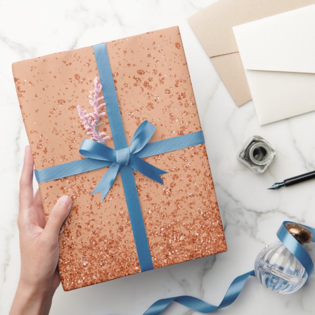 Papier Cadeau Orange Faux Pailleté  (Cadeaux)