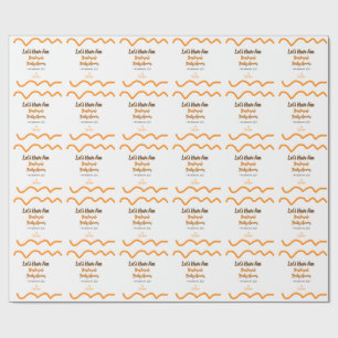 Papier Cadeau Orange gris rétro baby shower espagnol boho modern