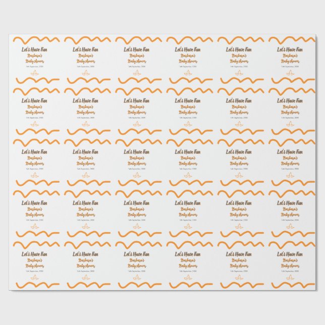 Papier Cadeau Orange gris rétro baby shower espagnol boho modern (Plat)