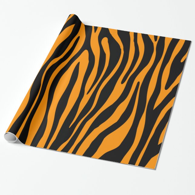 Papier Cadeau Orange Imprimé Zèbre de Princeton (Déroulé)
