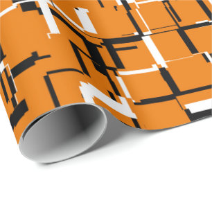 Papier Cadeau Orange Noir Blanc COOL