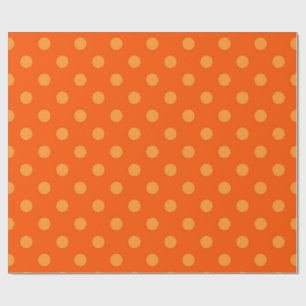Papier Cadeau Orange On Deep Orange Pois Design Motif