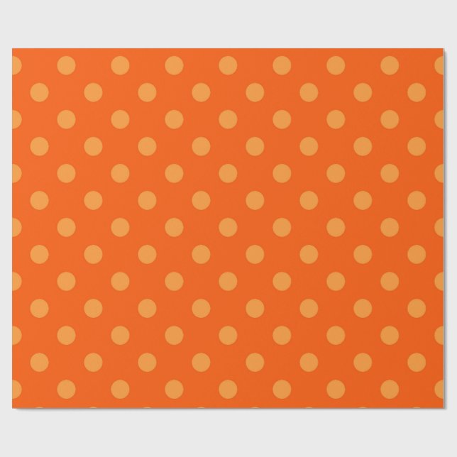 Papier Cadeau Orange On Deep Orange Pois Design Motif (Plat)