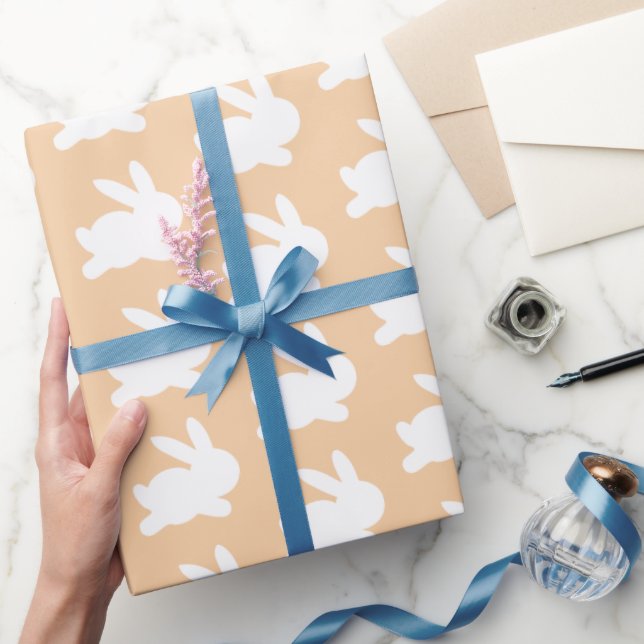 Papier Cadeau Orange Peach White Rabat Pastel (Cadeaux)