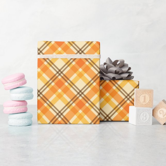 Papier Cadeau Orange Plaid   Wrapping Paper (Baby Shower)