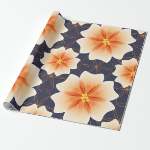 Papier Cadeau Orange Tropical Floral Modèle personnalisé
