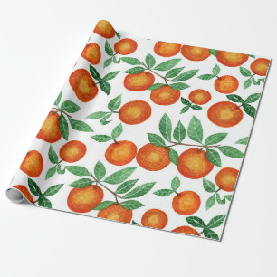 Papier Cadeau Oranges d'été Motif d'aquarelle d'agrumes