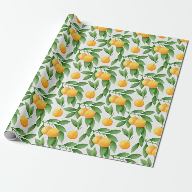 Papier Cadeau Oranges ou mandarines motif (Déroulé)