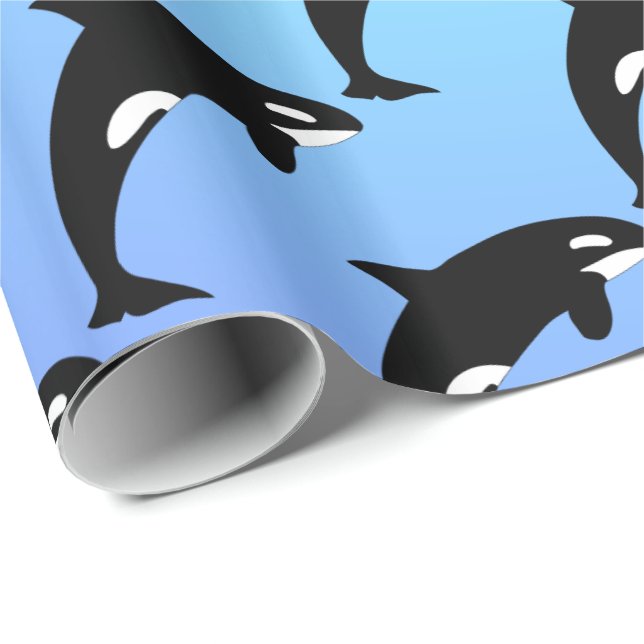 Papier Cadeau Orca Killer Whale Blue (Coin rond)
