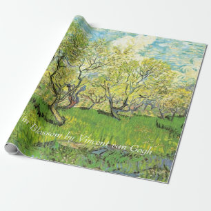 Papier Cadeau Orchard à Blossom par Van Gogh. Huile florale vint