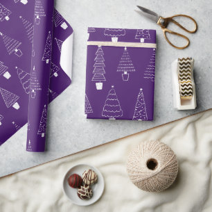 Papier Cadeau Orchidée violet Noël hiver Wonderland