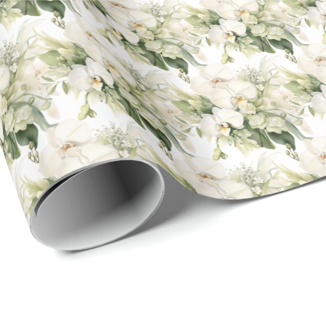 Papier Cadeau Orchidées blanches (Coin rond)