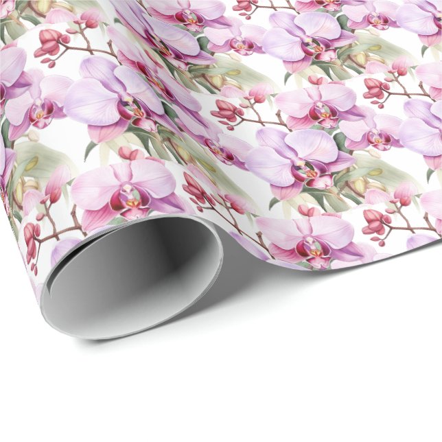 Papier Cadeau Orchidées pastel (Coin rond)