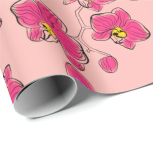 Papier Cadeau Orchidées phalaenopsis fleurs b