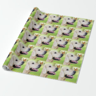 Papier Cadeau Oreiller À Lancer Du Labrador Et Du Papillon