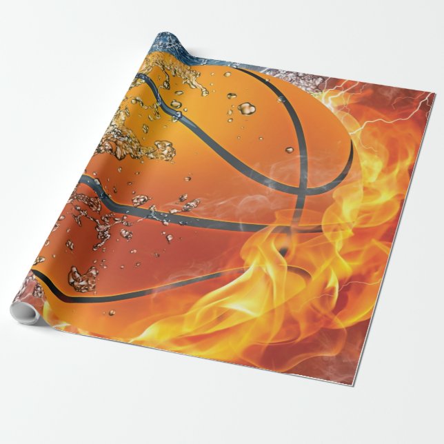 Papier Cadeau oreiller de basketball en feu (Déroulé)