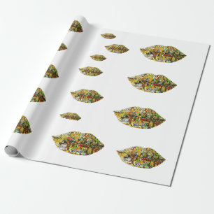 Papier Cadeau ORIGINAL Gustav Klimt The Kiss inspiré Lips PAPER