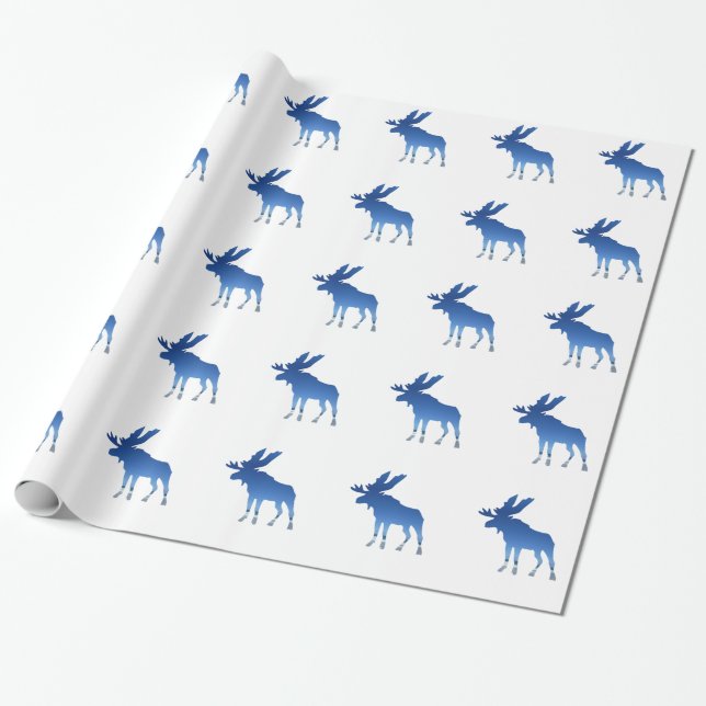 Papier Cadeau orignaux bleus (Déroulé)