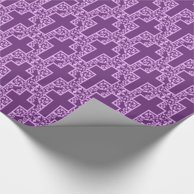 Papier Cadeau Ornate Cross-7-Purple (Coin)
