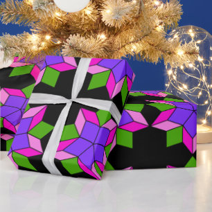 Papier Cadeau Ornement attrayant avec des fleurs violettes abstr