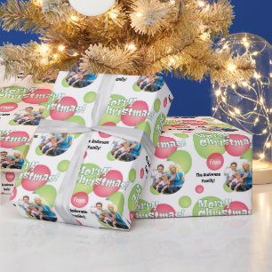 Papier Cadeau Ornement de Noël de photo de famille coloré