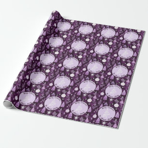 Papier Cadeau Ornement de Noël élégant et prune Motif Mandala
