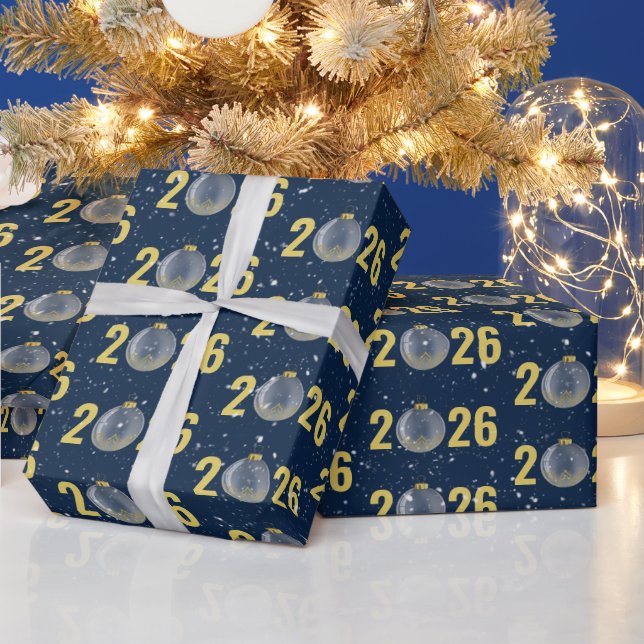 Papier Cadeau Ornement de Noël Gold 2025 (Vacances)