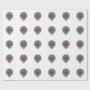 Papier Cadeau Ornement de tournesol en denim patriotique vintage