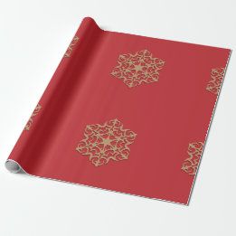 Papier Cadeau Ornement d'or en rouge