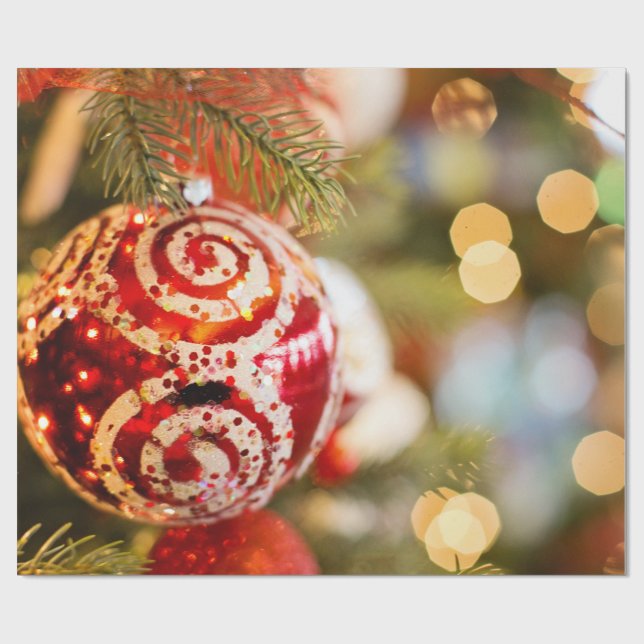 Papier Cadeau Ornement et lumières de Noël (Plat)