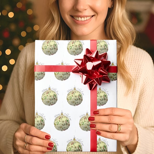 Papier Cadeau Ornement moderne Elegant Gold Doodle de Noël (Créateur téléchargé)