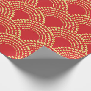 Papier Cadeau Ornement traditionnel chinois rouge et or