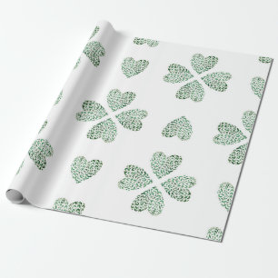Papier Cadeau Ornement vert botanique, aquarelle transparente