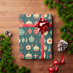 Papier Cadeau Ornements d'arbre de Noël vintage