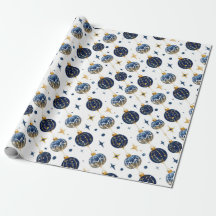 Ornements d'arbre minimalistes, bleu foncé, or