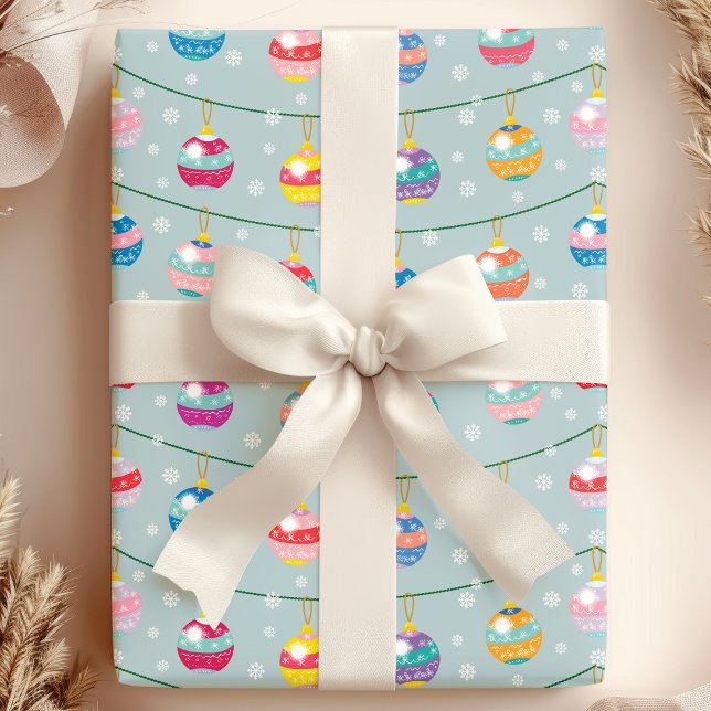 Papier Cadeau  Ornements de fête & Flocons de neige (Créateur téléchargé)