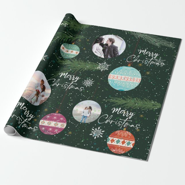 Papier Cadeau Ornements de flocon de neige de la feuille de Noël (Déroulé)