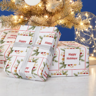 Papier Cadeau ornements de Joyeuses Fêtes