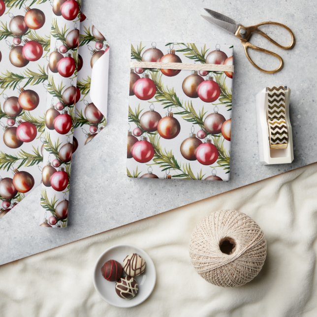 Papier Cadeau Ornements de Noël Chic Fêtes (Artisanat)