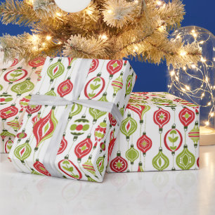 Papier Cadeau Ornements de Noël de style rouge et vert des année