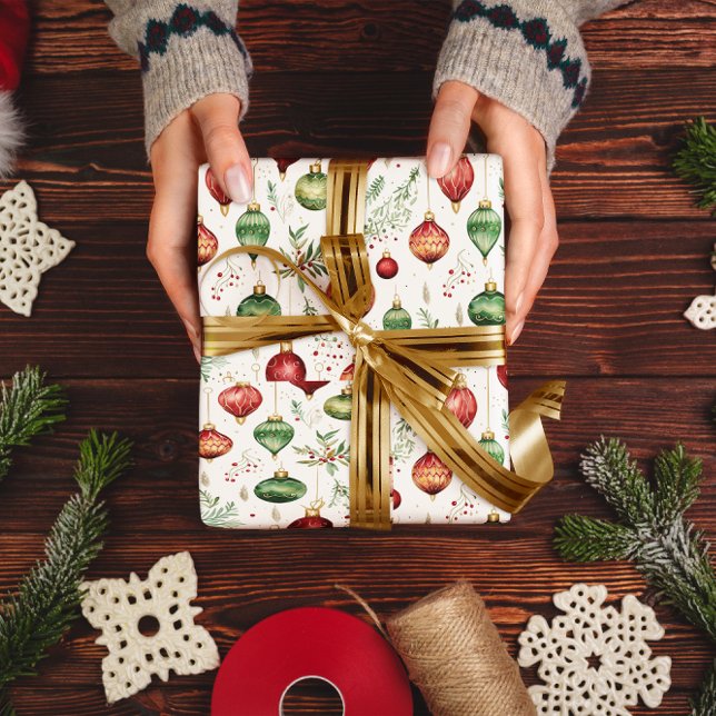 Papier Cadeau Ornements de Noël festifs Motif sans couture (Créateur téléchargé)