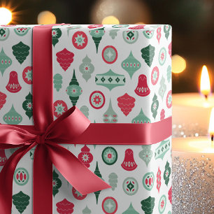 Papier Cadeau Ornements de Noël rétro moderne